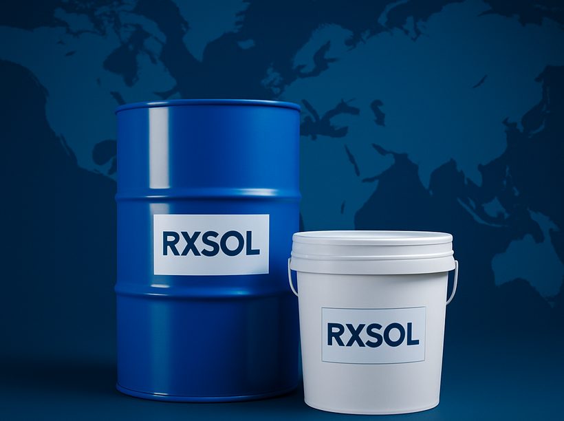 RXSOL cleaning chemicals in drums and pails